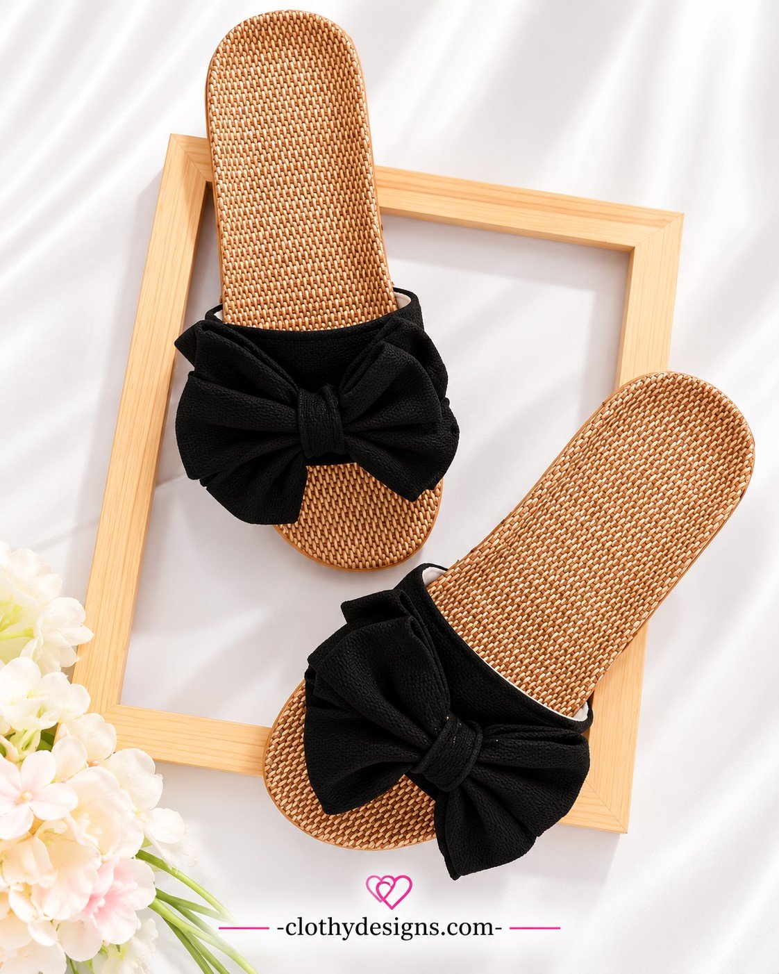 Women’s Cute Bow-Knot Linen Slippers – Soft Indoor Flat Shoes for Home